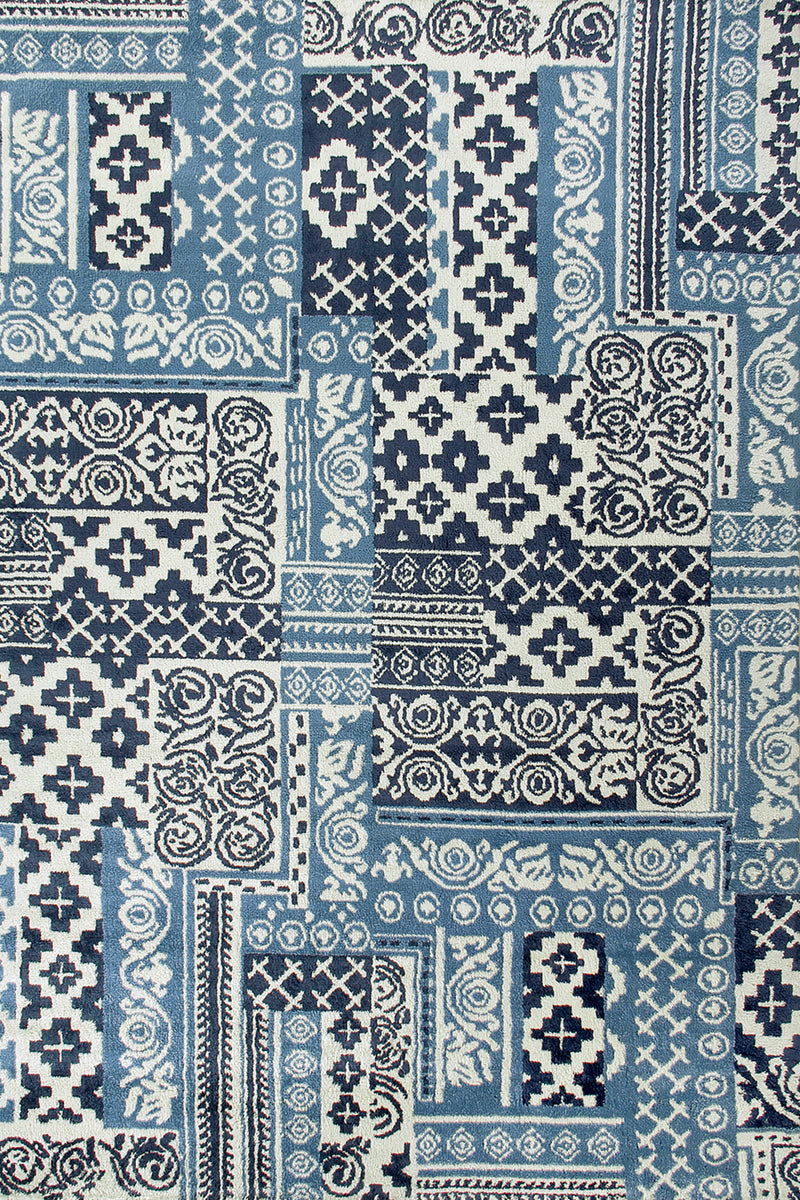Tapis bleu en coton - Tessel Delft  - 1 - Toulemonde Bochart