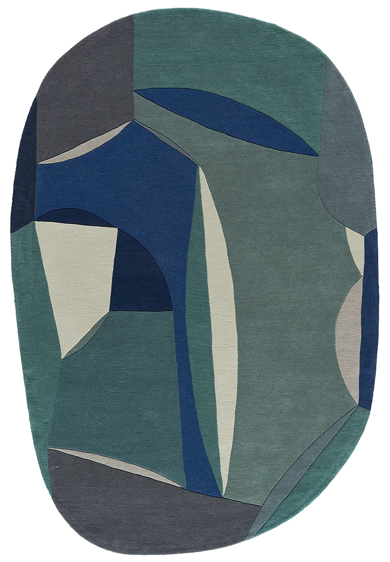 Tapis bleu en laine - Polia Shape Hiver  - 1 - Toulemonde Bochart
