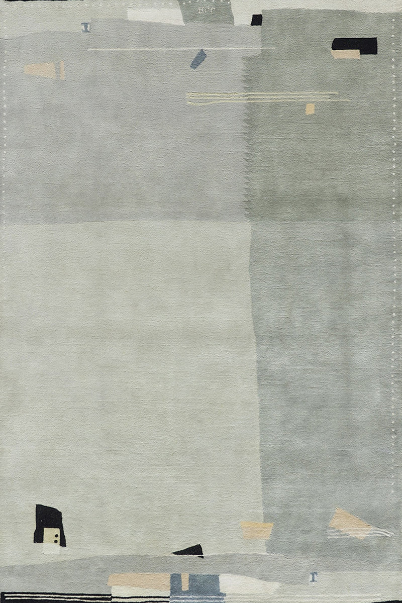 Tapis gris en coton et laine Ceramique - Toulemonde Bochart